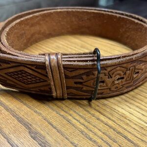 Brown Leather Embossed Men's Belt